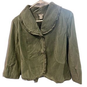 RARE Odille Anthropologie "Bedecked" Green Velvet Cropped Jacket - Size 12